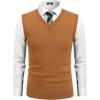 COOFANDY Men’s Sleeveless Sweater Vest Lightweight V-Neck Cotton Vest Pullover(Light Brown)