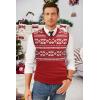 COOFANDY Men’s Sleeveless Sweater Vest Lightweight V-Neck Cotton Vest Pullover(Red and White Snowflakes)