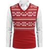 COOFANDY Men’s Sleeveless Sweater Vest Lightweight V-Neck Cotton Vest Pullover(Red and White Snowflakes)