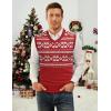 COOFANDY Men’s Sleeveless Sweater Vest Lightweight V-Neck Cotton Vest Pullover(Red and White Snowflakes)