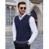 COOFANDY Men’s Sleeveless Sweater Vest Lightweight V-Neck Cotton Vest Pullover(Stripes Navy Blue)