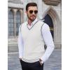 COOFANDY Men’s Sleeveless Sweater Vest Lightweight V-Neck Cotton Vest Pullover(Stripes White and Black)