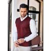 COOFANDY Men’s Sleeveless Sweater Vest Lightweight V-Neck Cotton Vest Pullover(Wine Red)