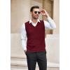 COOFANDY Men’s Sleeveless Sweater Vest Lightweight V-Neck Cotton Vest Pullover(Wine Red)