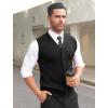 COOFANDY Men’s Sleeveless Sweater Vest V-Neck Casual Cable Knit Button Down Cardigan Vest(Black)