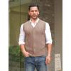 COOFANDY Men’s Sleeveless Sweater Vest V-Neck Casual Cable Knit Button Down Cardigan Vest(Khaki)