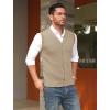 COOFANDY Men’s Sleeveless Sweater Vest V-Neck Casual Cable Knit Button Down Cardigan Vest(Light Khaki)