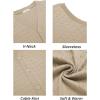 COOFANDY Men’s Sleeveless Sweater Vest V-Neck Casual Cable Knit Button Down Cardigan Vest(Light Khaki)