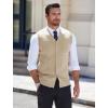 COOFANDY Men’s Sleeveless Sweater Vest V-Neck Casual Cable Knit Button Down Cardigan Vest(Light Khaki)