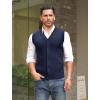 COOFANDY Men’s Sleeveless Sweater Vest V-Neck Casual Cable Knit Button Down Cardigan Vest(Navy Blue)