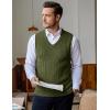 COOFANDY Men’s Sleeveless V Neck Pullover Sweater Slim Fit Casual Argyle Sweater Vest(Army Green)