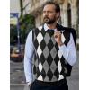 COOFANDY Men’s Sleeveless V Neck Pullover Sweater Slim Fit Casual Argyle Sweater Vest(Black)