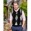 COOFANDY Men’s Sleeveless V Neck Pullover Sweater Slim Fit Casual Argyle Sweater Vest(Gw262 Black and Gray Plaid)