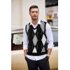 COOFANDY Men’s Sleeveless V Neck Pullover Sweater Slim Fit Casual Argyle Sweater Vest(Gw262 Black and Gray Plaid)