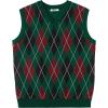COOFANDY Men’s Sleeveless V Neck Pullover Sweater Slim Fit Casual Argyle Sweater Vest(Gw345 Green and Black Plaid)