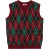 COOFANDY Men’s Sleeveless V Neck Pullover Sweater Slim Fit Casual Argyle Sweater Vest(Gw346 Red and Black Plaid)
