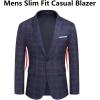 COOFANDY Men’s Slim Fit Casual Blazers Lightweight Sport Coats One Button Suit Jackets(Dark Blue – Plaid Blazer)