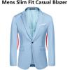 COOFANDY Men’s Slim Fit Casual Blazers Lightweight Sport Coats One Button Suit Jackets(Light Blue)