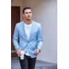 COOFANDY Men’s Slim Fit Casual Blazers Lightweight Sport Coats One Button Suit Jackets(Light Blue)