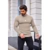COOFANDY Men’s Slim Fit Mock Turtleneck Pullover Sweater Casual Basic Knitted Thermal Sweaters(Light Khaki)