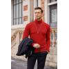 COOFANDY Men’s Slim Fit Mock Turtleneck Pullover Sweater Casual Basic Knitted Thermal Sweaters(Red)