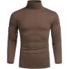 COOFANDY Men’s Slim Fit Turtleneck Cotton T Shirts Casual Long Sleeve Basic Tops Lightweight Pullover Sweater(Brown)