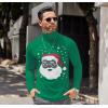 COOFANDY Men’s Slim Fit Turtleneck Cotton T Shirts Casual Long Sleeve Basic Tops Lightweight Pullover Sweater(Green Santa Claus)