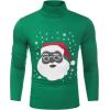 COOFANDY Men’s Slim Fit Turtleneck Cotton T Shirts Casual Long Sleeve Basic Tops Lightweight Pullover Sweater(Green Santa Claus)