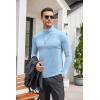 COOFANDY Men’s Slim Fit Turtleneck Cotton T Shirts Casual Long Sleeve Basic Tops Lightweight Pullover Sweater(Light Blue)