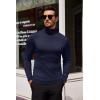 COOFANDY Men’s Slim Fit Turtleneck Sweater Casual Basic Knitted Long Sleeve Pullover Sweater(Navy)