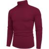 COOFANDY Men’s Slim Fit Turtleneck Sweater Casual Basic Knitted Long Sleeve Pullover Sweater(Wine Red)