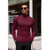 COOFANDY Men’s Slim Fit Turtleneck Sweater Casual Basic Knitted Long Sleeve Pullover Sweater(Wine Red)