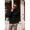 COOFANDY Men’s Slim Fit Turtleneck Sweater Casual Pullover Sweater Lightweight Ribbed Sweater(Black)