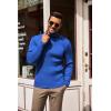 COOFANDY Men’s Slim Fit Turtleneck Sweater Casual Pullover Sweater Lightweight Ribbed Sweater(Blue)