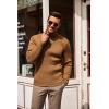COOFANDY Men’s Slim Fit Turtleneck Sweater Casual Pullover Sweater Lightweight Ribbed Sweater(Caramel)