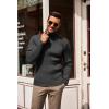 COOFANDY Men’s Slim Fit Turtleneck Sweater Casual Pullover Sweater Lightweight Ribbed Sweater(Dark Grey)