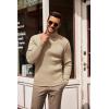 COOFANDY Men’s Slim Fit Turtleneck Sweater Casual Pullover Sweater Lightweight Ribbed Sweater(Khaki)