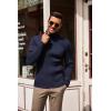 COOFANDY Men’s Slim Fit Turtleneck Sweater Casual Pullover Sweater Lightweight Ribbed Sweater(Navy Blue)