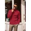 COOFANDY Men’s Slim Fit Turtleneck Sweater Casual Pullover Sweater Lightweight Ribbed Sweater(Red)