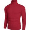 COOFANDY Men’s Slim Fit Turtleneck Sweater Casual Pullover Sweater Lightweight Ribbed Sweater(Red)