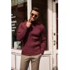 COOFANDY Men’s Slim Fit Turtleneck Sweater Casual Pullover Sweater Lightweight Ribbed Sweater(Wine Red)