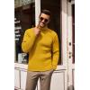 COOFANDY Men’s Slim Fit Turtleneck Sweater Casual Pullover Sweater Lightweight Ribbed Sweater(Yellow)