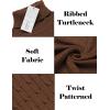 COOFANDY Men’s Slim Fit Turtleneck Sweater Casual Twist Patterned Pullover Knitted Sweaters(Brown)
