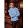 COOFANDY Men’s Slim Fit Turtleneck Sweater Casual Twist Patterned Pullover Knitted Sweaters(Light Blue)