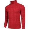 COOFANDY Men’s Slim Fit Turtleneck Sweater Casual Twisted Knitted Pullover Sweaters(Red)