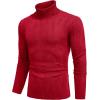 COOFANDY Men’s Slim Fit Turtleneck Sweaters Casual Cable Knitted Soft Pullover Sweaters(01-red)