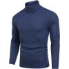 COOFANDY Men’s Slim Fit Turtleneck Sweaters Casual Cable Knitted Soft Pullover Sweaters(Colorful Blue)