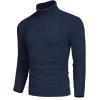 COOFANDY Men’s Slim Fit Turtleneck Sweaters Casual Cable Knitted Soft Pullover Sweaters(Dark Blue)