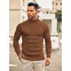 COOFANDY Men’s Slim Fit Turtleneck Sweaters Casual Cable Knitted Soft Pullover Sweaters(Dark Brown)