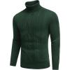 COOFANDY Men’s Slim Fit Turtleneck Sweaters Casual Cable Knitted Soft Pullover Sweaters(Dark Green)